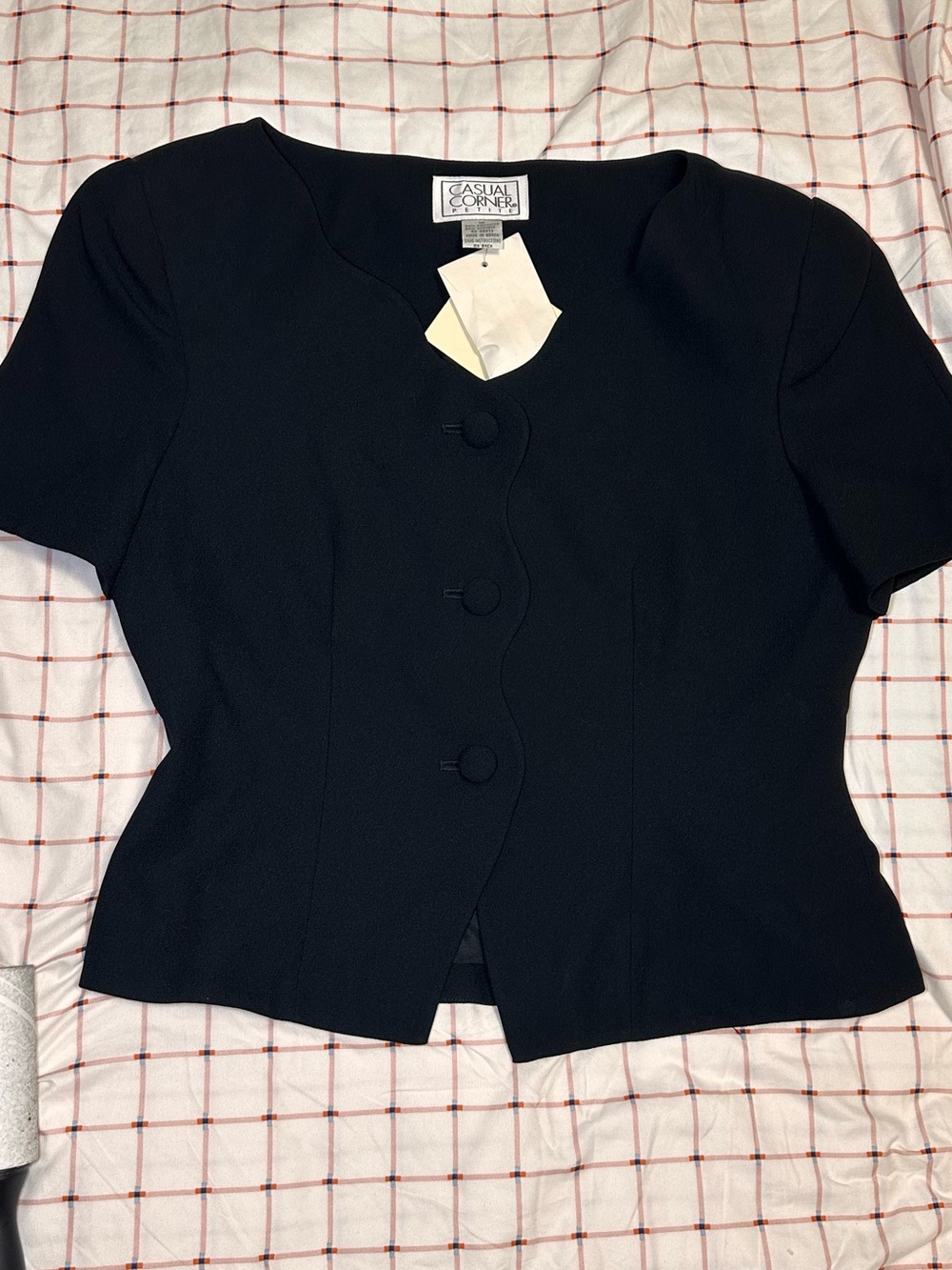 Casual Corner Navy Short Sleeve Blazer Deadstock NWT Vintage